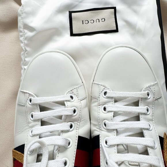Gucci "Ace" Loved Sneakers in White, size 38 (Fits roomy, like an 8.5) - Picture 4 of 12